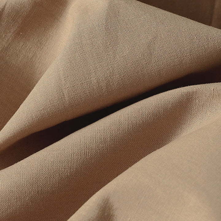 Buddha Stones秋冬 無地 ラペルボタン 長袖 コットン ミディドレス ポケット付き - image 15