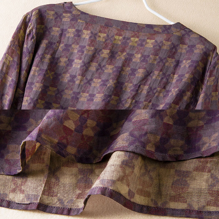 Buddha Stones春 Vネック プリント 花柄 レディース 長袖シャツ - image 5