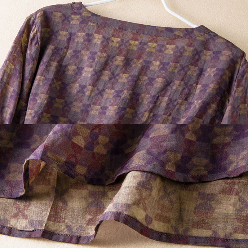 Buddha Stones春 Vネック プリント 花柄 レディース 長袖シャツ - image 5