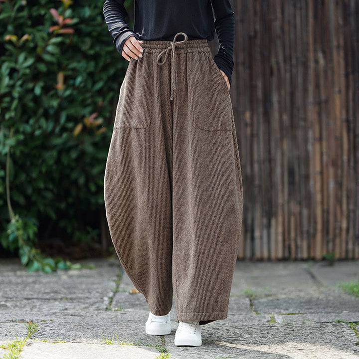 Buddha Stones冬 メンズ 純色 ドローストリングデザイン コットン ハイウエスト パンツ ポケット付き - バーリーウッド - US/UK/AU46、 EU56 (5XL) - image 0