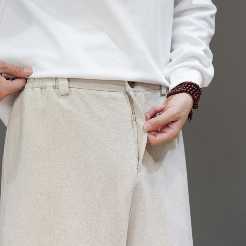 Buddha Stones秋冬スポーツ メンズ ピュアカラー ボタンデザイン コットンパンツ ポケット付き - image 20