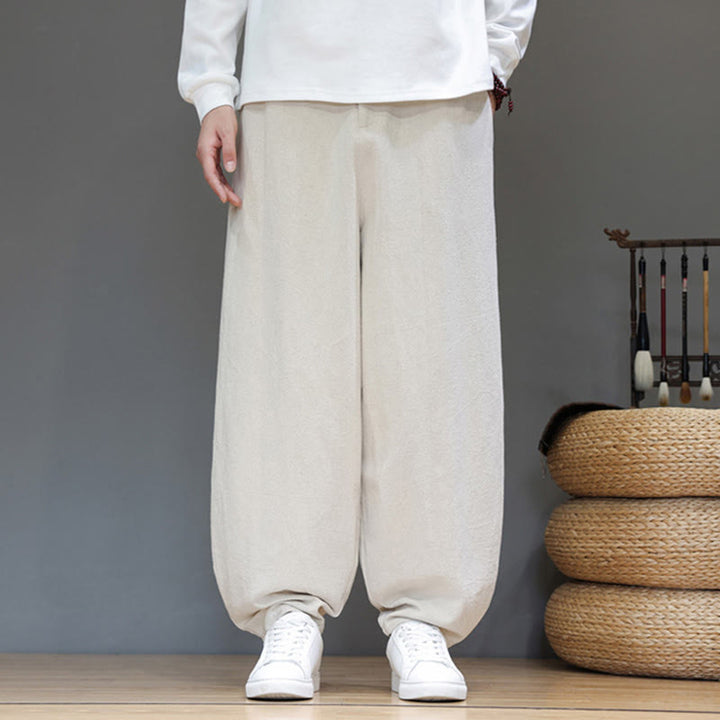 Buddha Stones秋冬スポーツ メンズ ピュアカラー ボタンデザイン コットンパンツ ポケット付き - image 16