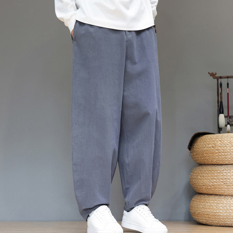 Buddha Stones秋冬スポーツ メンズ ピュアカラー ボタンデザイン コットンパンツ ポケット付き - image 8