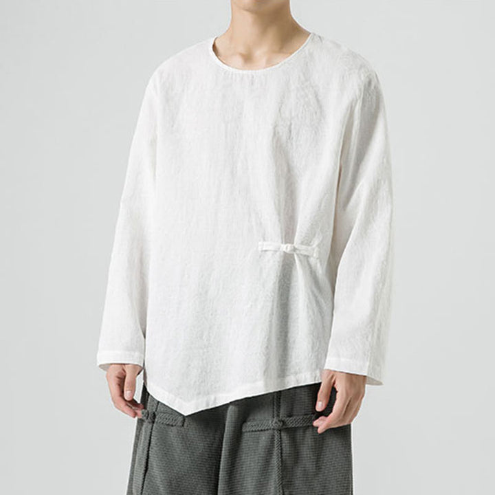 Buddha Stonesメンズ 中国風 カエルボタン 無地デザイン コットン 長袖 Tシャツ 禅風 衣類 - image 12