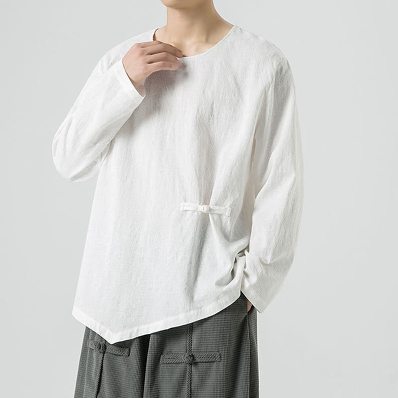 Buddha Stonesメンズ 中国風 カエルボタン 無地デザイン コットン 長袖 Tシャツ 禅風 衣類 - image 14