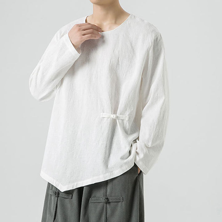 Buddha Stonesメンズ 中国風 カエルボタン 無地デザイン コットン 長袖 Tシャツ 禅風 衣類 - image 14