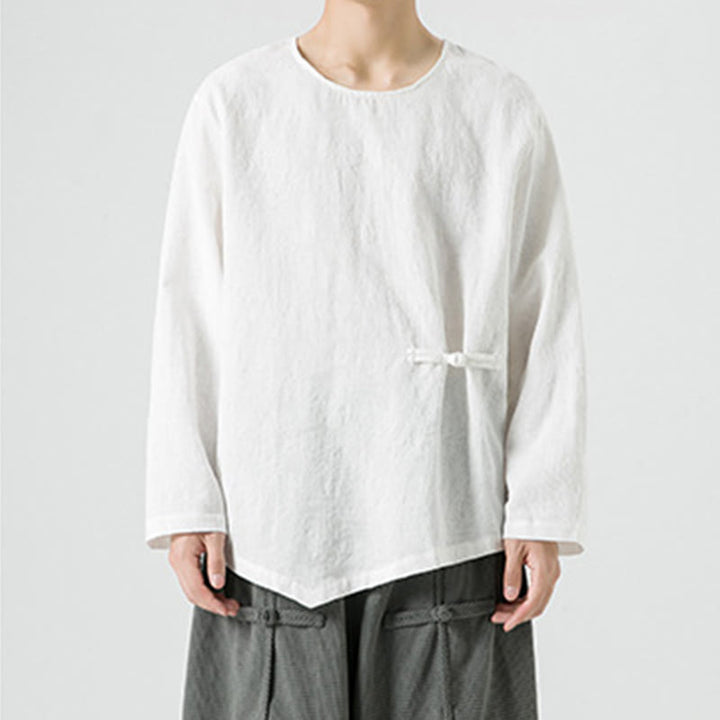 Buddha Stonesメンズ 中国風 カエルボタン 無地デザイン コットン 長袖 Tシャツ 禅風 衣類 - image 10