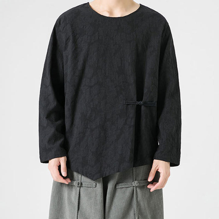 Buddha Stonesメンズ 中国風 カエルボタン 無地デザイン コットン 長袖 Tシャツ 禅風 衣類 - image 25