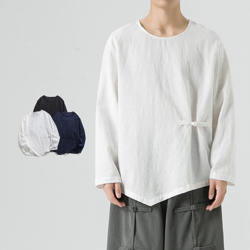 Buddha Stonesメンズ 中国風 カエルボタン 無地デザイン コットン 長袖 Tシャツ 禅風 衣類 - 白 - US/UK/AU46、 EU56 (5XL) - image 9