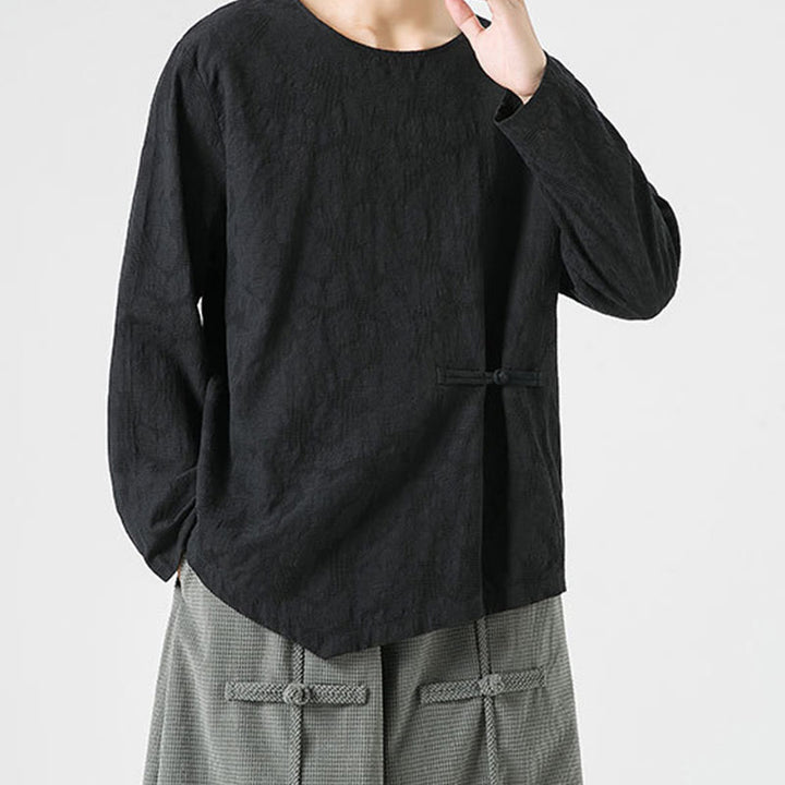 Buddha Stonesメンズ 中国風 カエルボタン 無地デザイン コットン 長袖 Tシャツ 禅風 衣類 - image 28