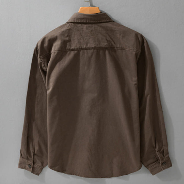 Buddha Stones春チェック柄フェイクツーピース長袖メンズコットンジャケットポケット付き - image 11