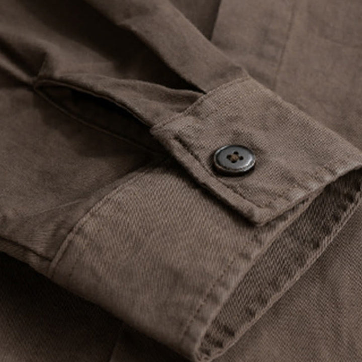 Buddha Stones春チェック柄フェイクツーピース長袖メンズコットンジャケットポケット付き - image 16