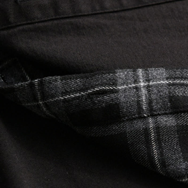 Buddha Stones春チェック柄フェイクツーピース長袖メンズコットンジャケットポケット付き - image 8