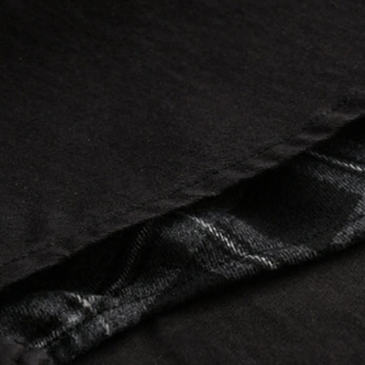 Buddha Stones春チェック柄フェイクツーピース長袖メンズコットンジャケットポケット付き - image 6