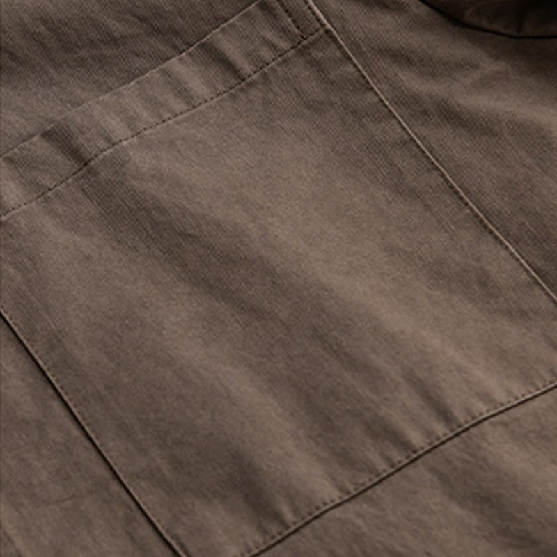 Buddha Stones春チェック柄フェイクツーピース長袖メンズコットンジャケットポケット付き - image 15