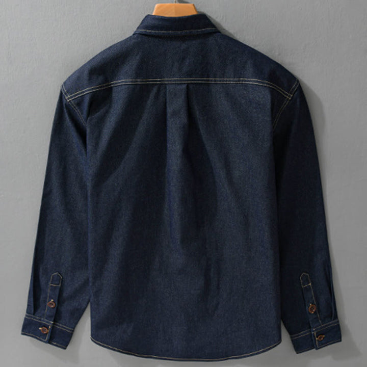 Buddha Stones秋冬 無地ボタン 長袖 メンズ コットンジャケット ポケット付き - image 1