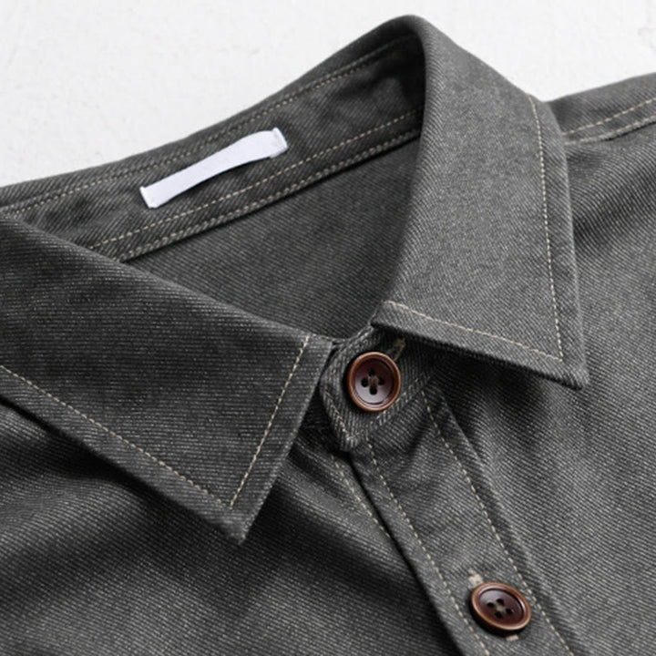 Buddha Stones秋冬 無地ボタン 長袖 メンズ コットンジャケット ポケット付き - image 8