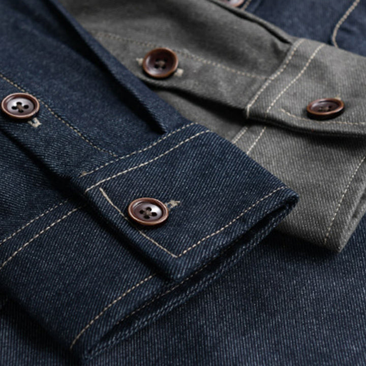 Buddha Stones秋冬 無地ボタン 長袖 メンズ コットンジャケット ポケット付き - image 16