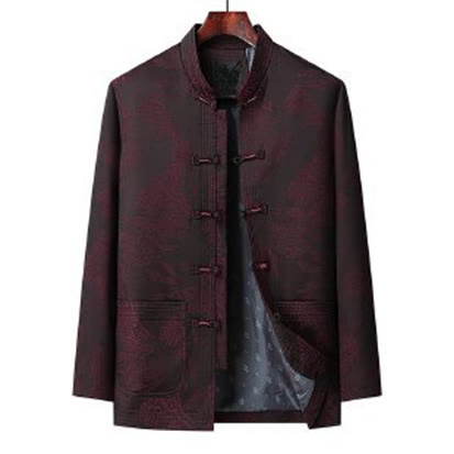 Buddha Stones通勤用唐装カエルボタンメンズ長袖シャツパンツコットン服セット 2点セット - image 6