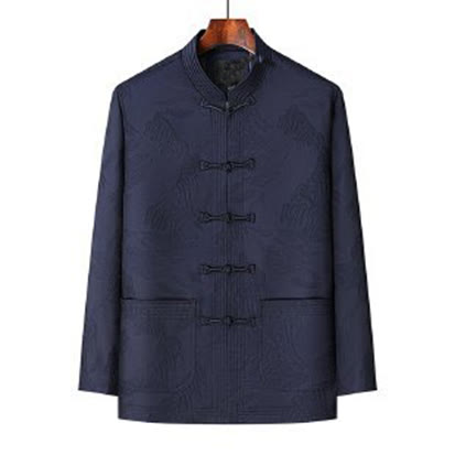 Buddha Stones通勤用唐装カエルボタンメンズ長袖シャツパンツコットン服セット 2点セット - image 3