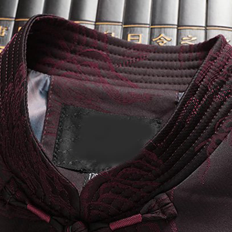 Buddha Stones通勤用唐装カエルボタンメンズ長袖シャツパンツコットン服セット 2点セット - image 10