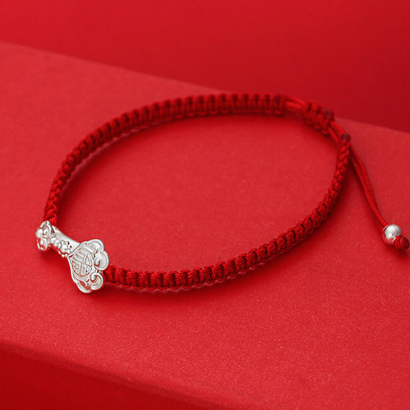 Buddha Stones999 スターリングシルバー 如意福 キャラクター 幸運赤紐の繋がり 編み込みブレスレット - image 2