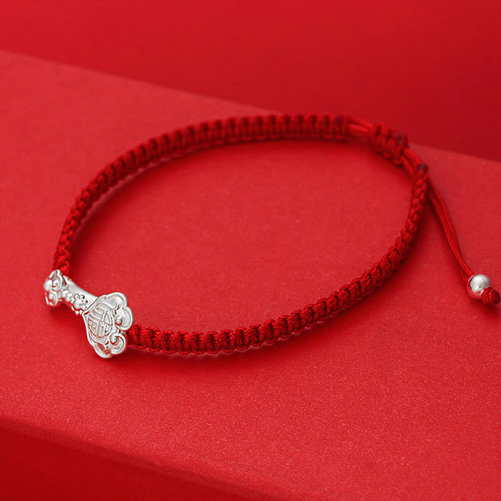Buddha Stones999 スターリングシルバー 如意福 キャラクター 幸運赤紐の繋がり 編み込みブレスレット - image 2