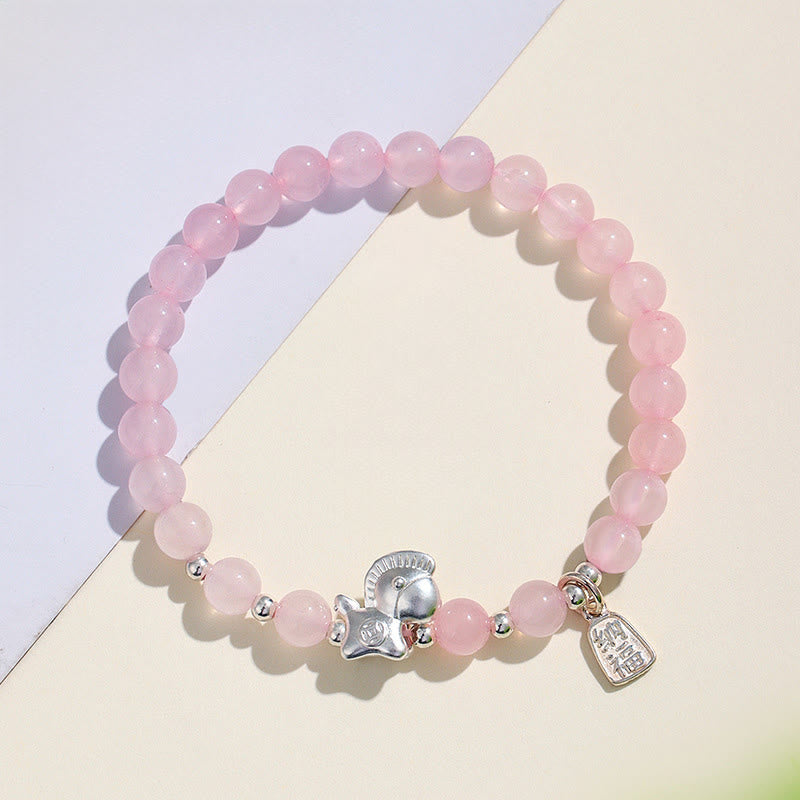 Buddha Stones午年 黒曜石 赤瑪瑙 ピンククリスタル シルバー 成就ブレスレット - image 10