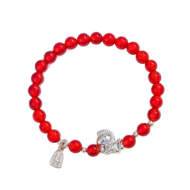 Buddha Stones午年 黒曜石 赤瑪瑙 ピンククリスタル シルバー 成就ブレスレット - image 7