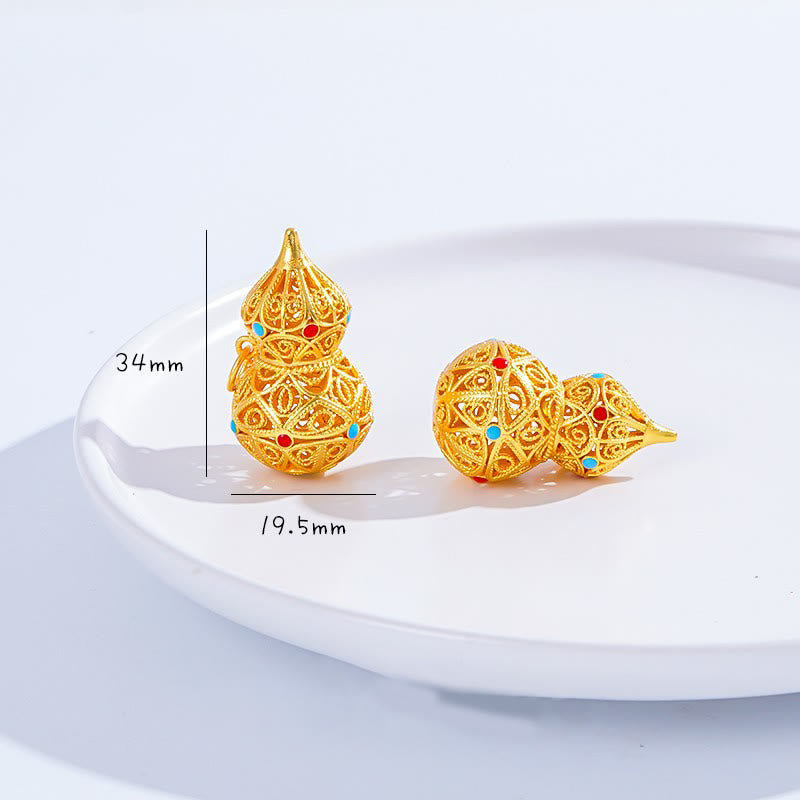 Buddha Stones中空ひょうたんデザイン 24Kゴールドメッキ 真鍮ロープネックレスペンダント - image 5