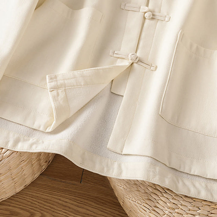 Buddha Stones冬用 フロッグボタン 長袖 コットン フリース裏地 レディース サーマルジャケット ポケット付き - image 10