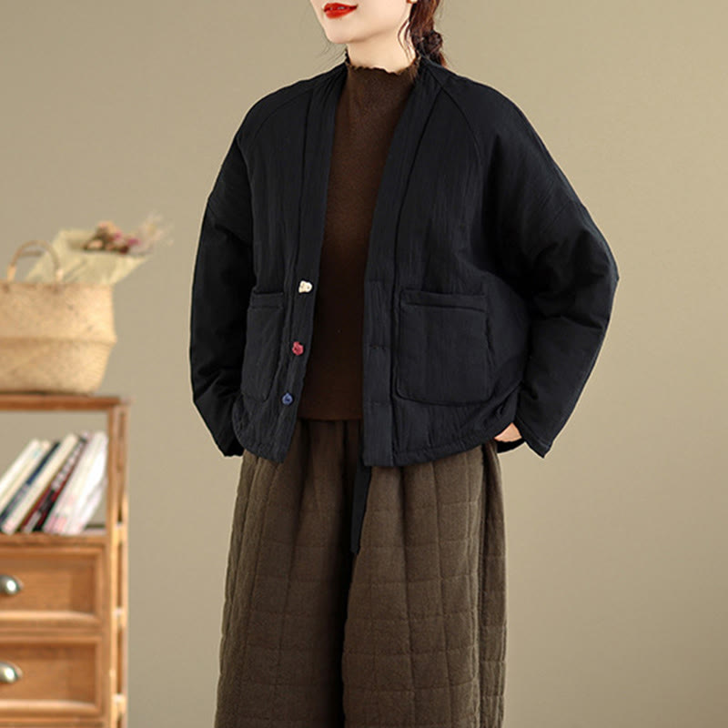 Buddha Stones冬用長袖コットンレディースサーマルジャケット（ポケット付き） - image 6