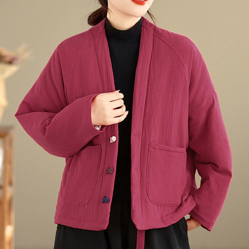 Buddha Stones冬用長袖コットンレディースサーマルジャケット（ポケット付き） - image 10