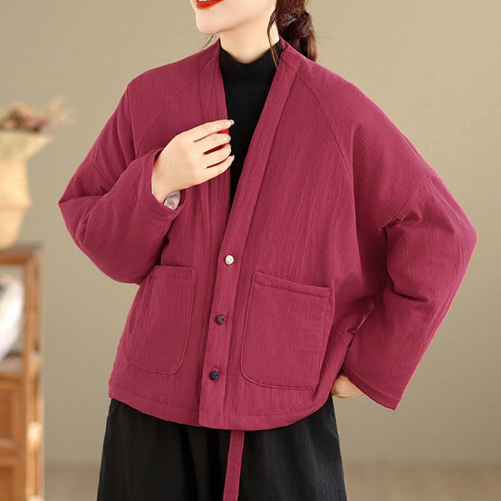 Buddha Stones冬用長袖コットンレディースサーマルジャケット（ポケット付き） - image 8