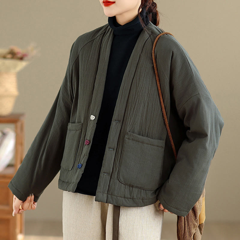 Buddha Stones冬用長袖コットンレディースサーマルジャケット（ポケット付き） - image 16