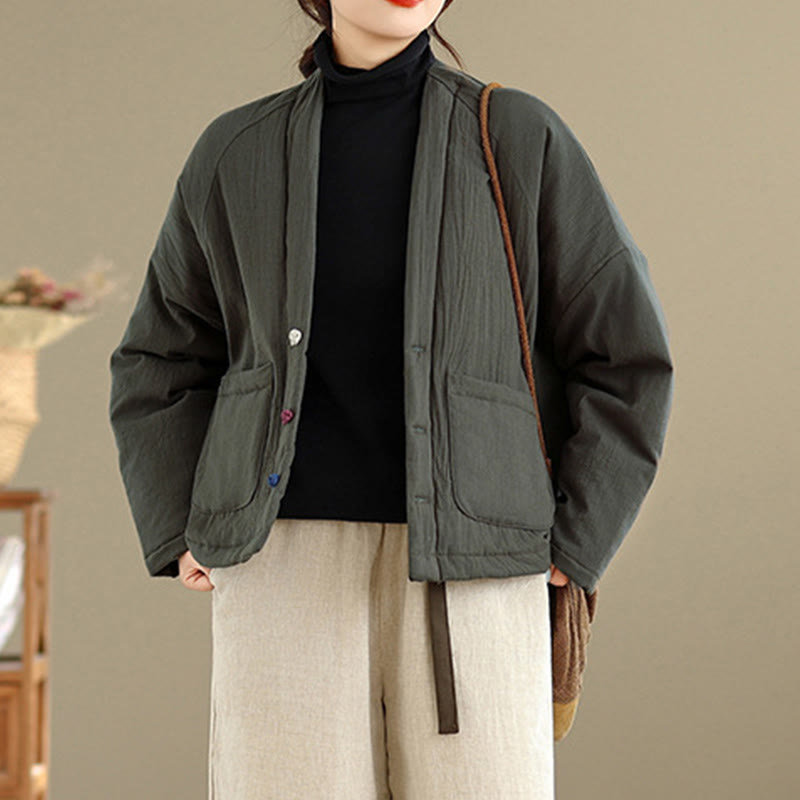 Buddha Stones冬用長袖コットンレディースサーマルジャケット（ポケット付き） - image 15