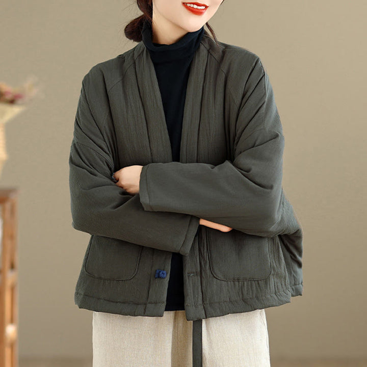 Buddha Stones冬用長袖コットンレディースサーマルジャケット（ポケット付き） - image 19