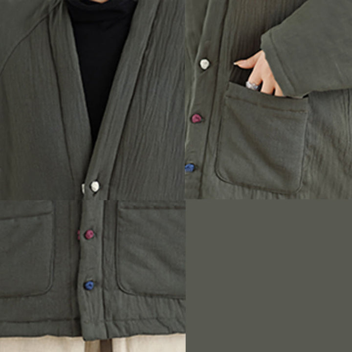 Buddha Stones冬用長袖コットンレディースサーマルジャケット（ポケット付き） - image 24