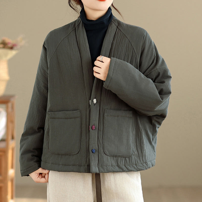 Buddha Stones冬用長袖コットンレディースサーマルジャケット（ポケット付き） - キャデットブルー - US14、 UK/AU18、 EU46 (2XL) - image 14