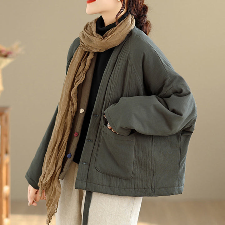 Buddha Stones冬用長袖コットンレディースサーマルジャケット（ポケット付き） - image 18