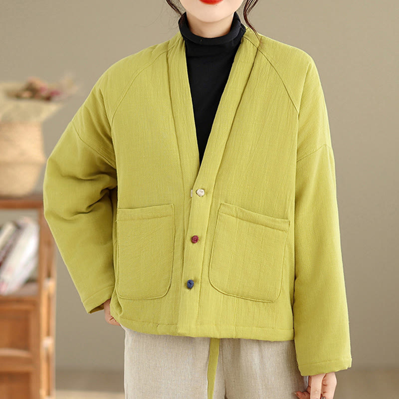 Buddha Stones冬用長袖コットンレディースサーマルジャケット（ポケット付き） - image 27