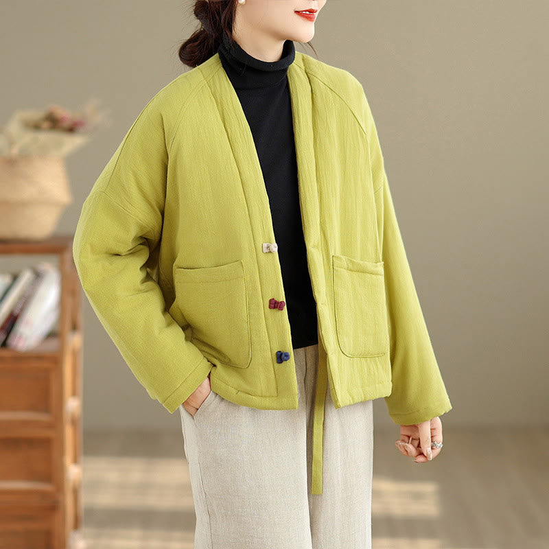 Buddha Stones冬用長袖コットンレディースサーマルジャケット（ポケット付き） - image 30