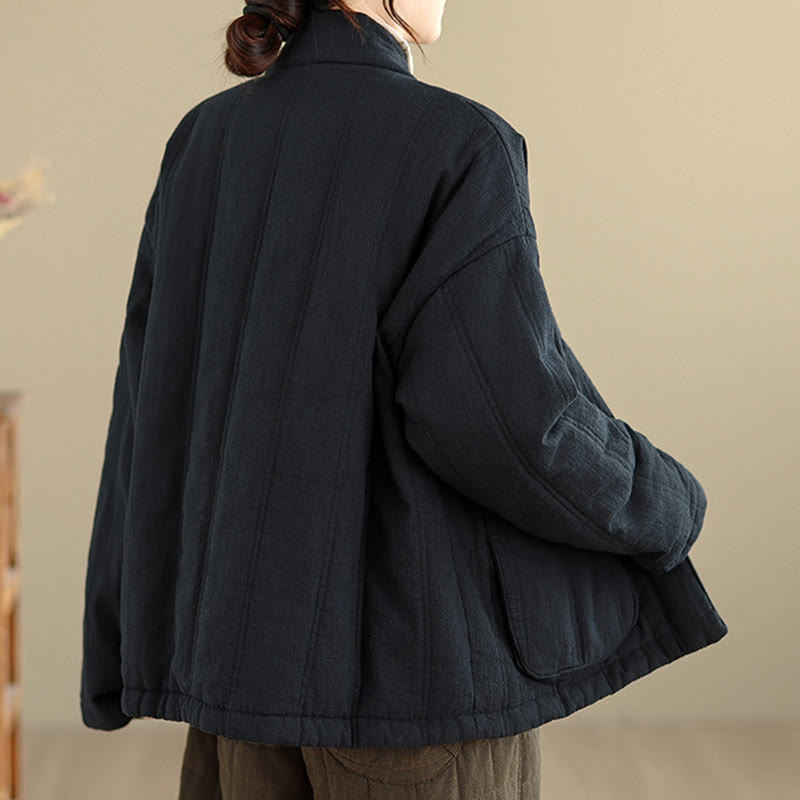 Buddha Stones冬用 無地 長袖 コットン レディース サーマルジャケット ポケット付き - image 19