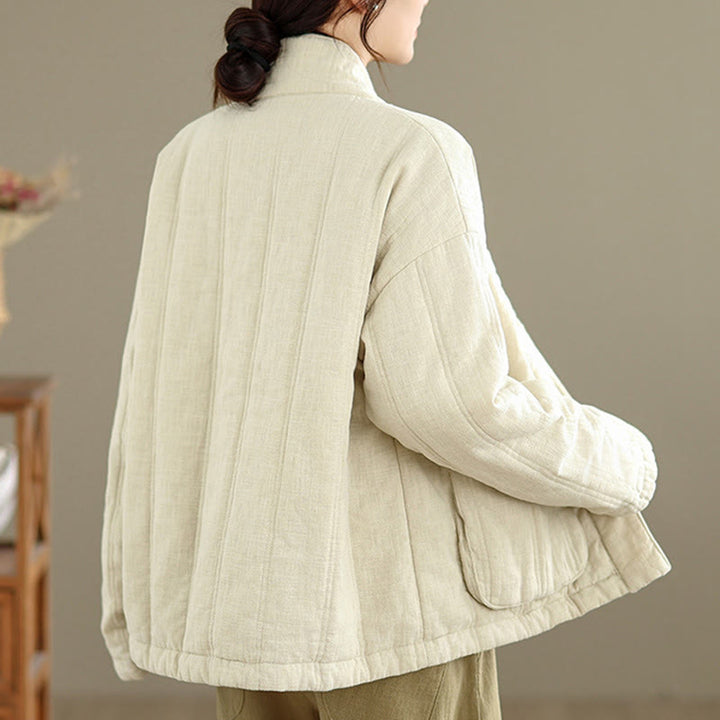 Buddha Stones冬用 無地 長袖 コットン レディース サーマルジャケット ポケット付き - image 3