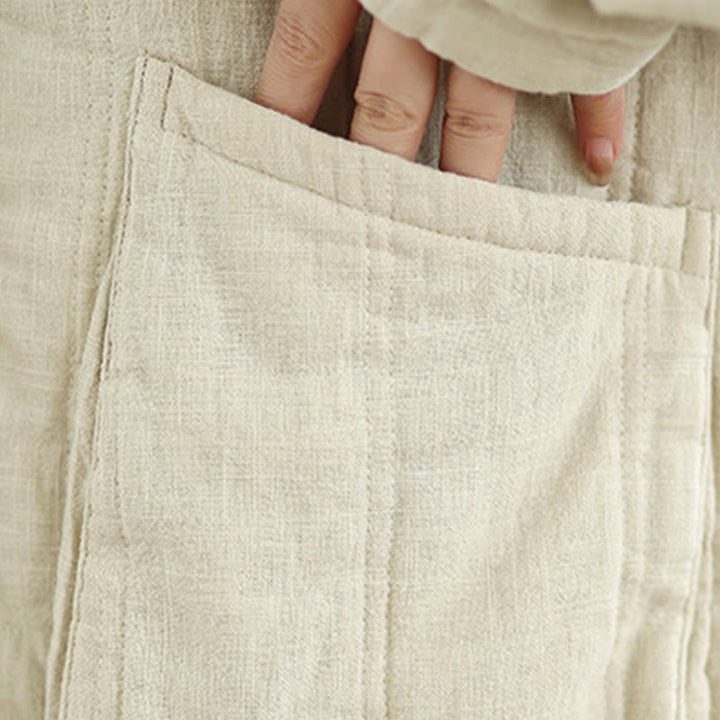 Buddha Stones冬用 無地 長袖 コットン レディース サーマルジャケット ポケット付き - image 10