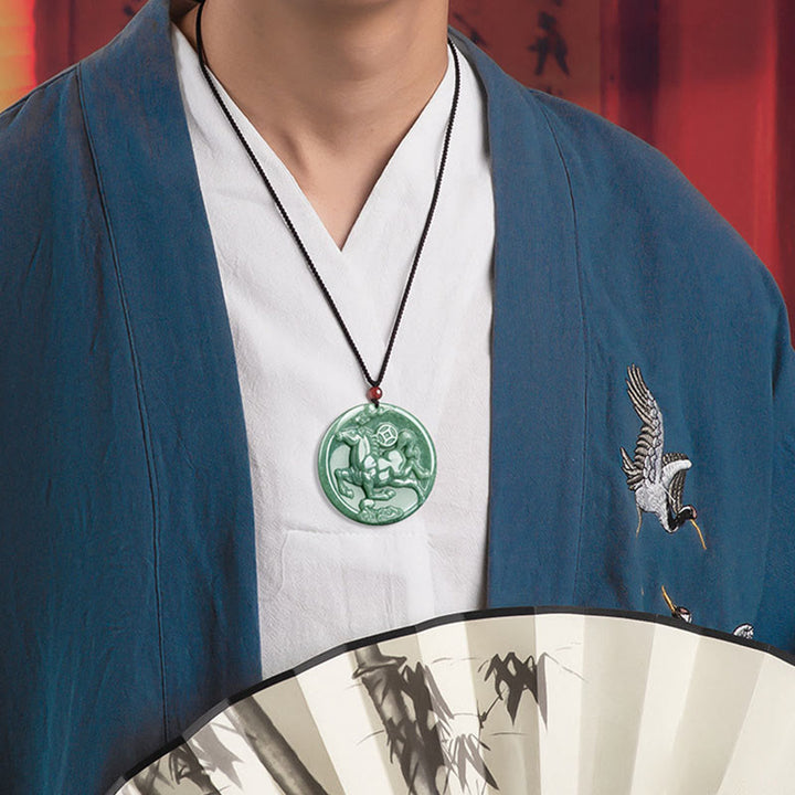 Buddha Stones午年翡翠 豊穣の幸運のネックレスペンダント - image 4