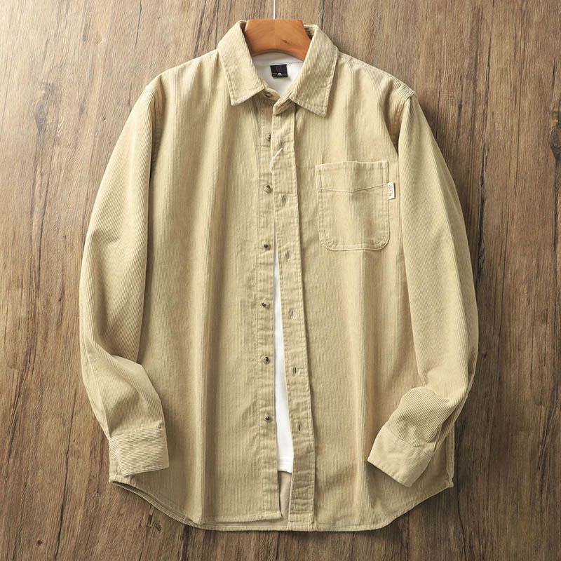 Buddha Stonesラペルコーデュロイ無地メンズ長袖コットン厚手ジャケットポケット付き - バーリーウッド - US/UK/AU40、 EU50 (2XL) - image 1