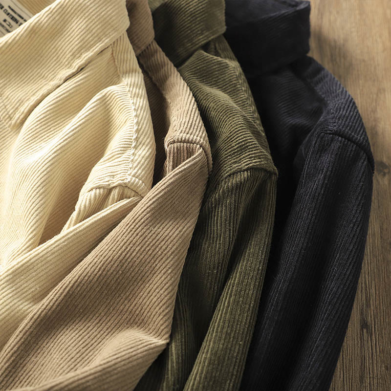 Buddha Stonesラペルコーデュロイ無地メンズ長袖コットン厚手ジャケットポケット付き - image 16