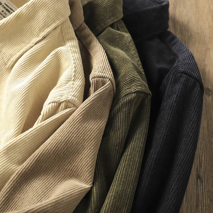 Buddha Stonesラペルコーデュロイ無地メンズ長袖コットン厚手ジャケットポケット付き - image 16