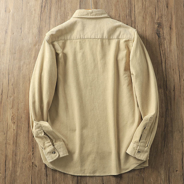 Buddha Stonesラペルコーデュロイ無地メンズ長袖コットン厚手ジャケットポケット付き - image 2